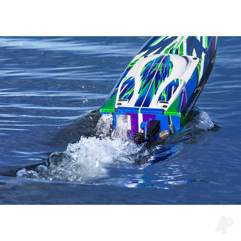 TRAXXAS Spartan SR VXL 1:10 36in Electric Brushless Race Boat - Green (+ TQi 2-ch/TSM/VXL-6s marine Velineon 540XL Self Righting)