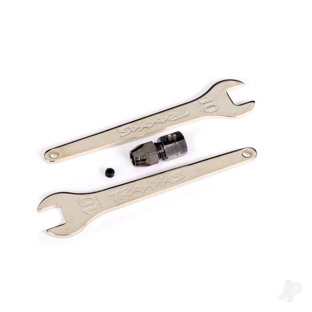 Motor coupler collet style/ GS 4x3 (with threadlock) (1)/ Wrench 10mm (2)