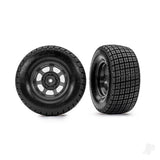 Tyres & wheels assembled glued (dirt oval graphite gray wheels Hoosier tyres foam inserts) (2) (2WD front only)