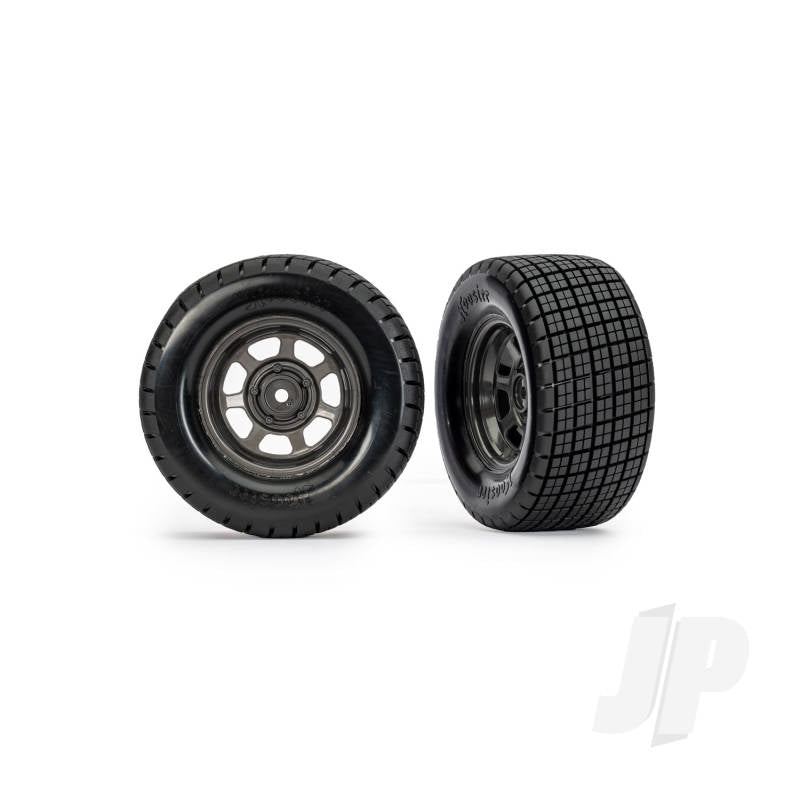 Traxxas Dirt Oval Grey Rear Wheels w/ Hoosier Tyres (2)