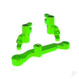 Steering bellcranks draglink (Green-anodised 6061-T6 aluminium) 3x13mm SS (with threadlock) (2) 3x12mm BCS (with threadlock) (2) 5x8x2.5mm ball bearings (2) 5x10x4mm ball bearings (2)