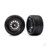 Traxxas Tyres & wheels assembled (charcoal grey wheels dual profile (2.1 outer 2.6 inner) Gravix tyres foam inserts) (front) (left & right)