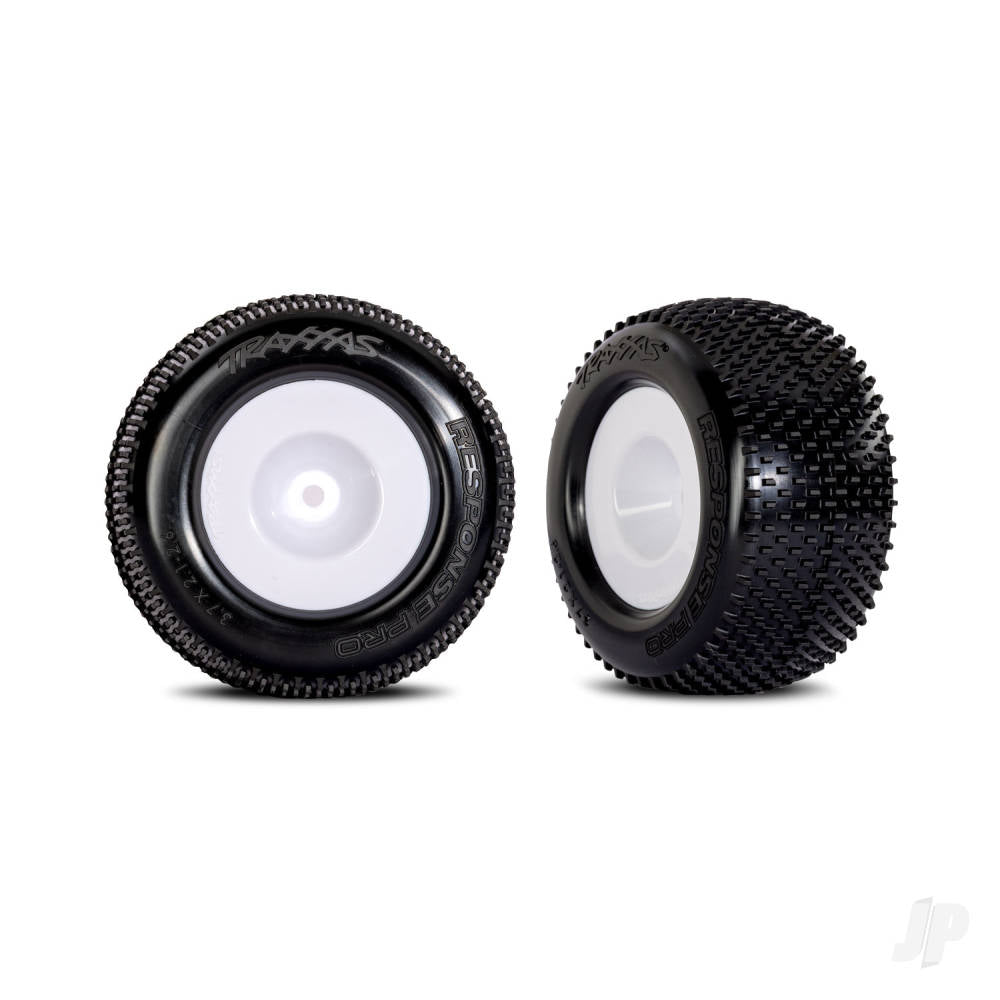 Traxxas Tyres & wheels assembled (white wheels dual profile (2.1 outer 2.6 inner) Response Pro tyres foam inserts) (2)