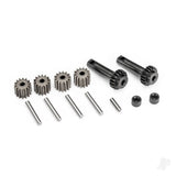 Gear Set differential (planetary) (output gears (2) spider gears (4) spider gear shafts (4) differential spacers (2) output shaft (1) 2.5x8.25mm pin (2))