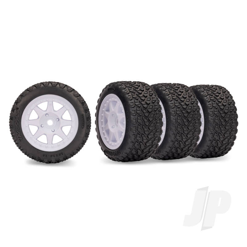 Traxxas White Mini Rally wheels with Rally Tires (F&R)