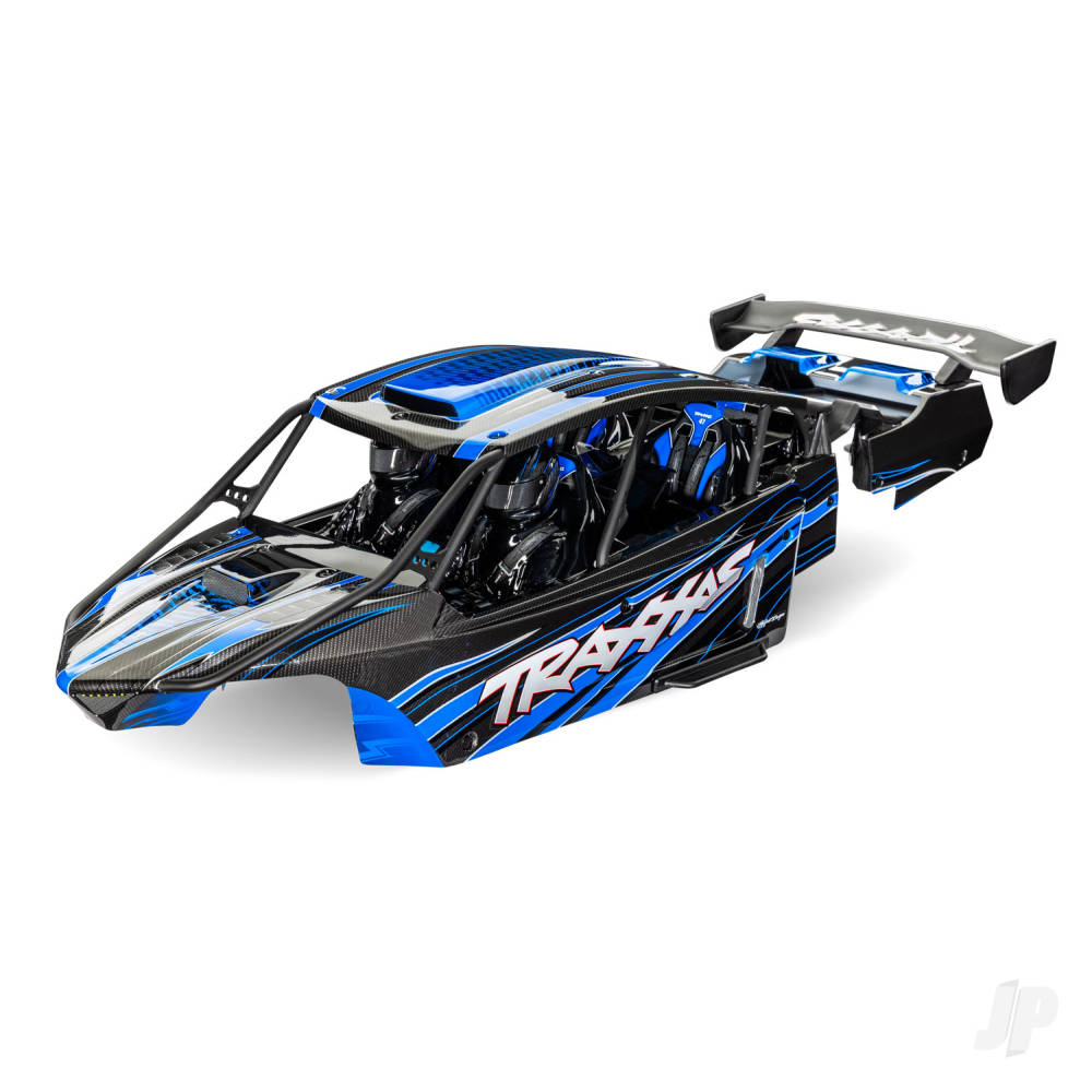 Traxxas Body Funco Pro Scale Sand Car blue (painted decals applied) (assembled with front & rear body supports for clipless mounting roll cage & interior)