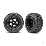 Traxxas Wheels & Tyres Assembled Glued (Pro Scale Sand Car Race black wheels Gravix tyres foam inserts) (rear) (1 left 1 right)