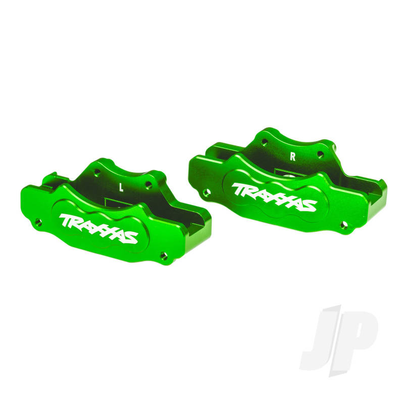 Traxxas Brake calipers front (left & right) (green-anodised 6061-T6 aluminium) 3x10mm CS (with threadlock) (4) 2.5x8mm BCS (with threadlock) (4)