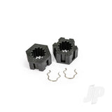 Traxxas Wheel hubs hex front (2)/ hex clips (2)