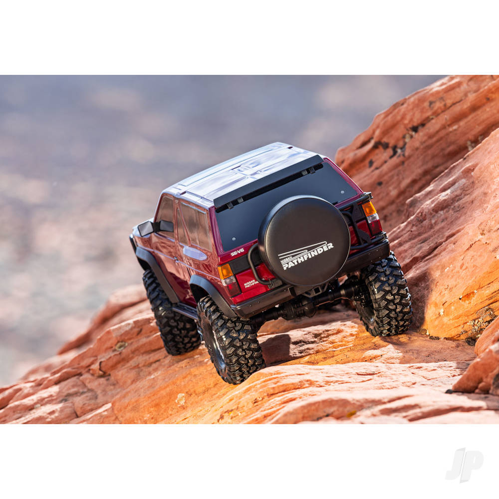 Traxxas TRX-4 1987 Nissan Pathfinder 1:10 4X4 Electric Trail Crawler - Red (+ TQi 4-ch/XL-5) HV Titan 55/Clipless Body) - PRE ORDER - DUE LATE NOVEMBER (Copy)