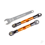Camber links front (Tubes orange-anodised 7075-T6 aluminium stronger than titanium) (2) (assembled with rod ends and hollow balls)/ aluminium wrench (1) (fits Drag Slash)
