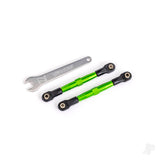 Toe links front (Tubes green-anodised 7075-T6 aluminium stronger than titanium) (2) (assembled with rod ends and hollow balls)/ aluminium wrench (1) (fits Drag Slash)