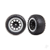 Tyres & wheels assembled (2.2in graphite gray satin chrome beadlock wheels Alias 2.2in Tyres) (2) (Bandit rear medium compound with foam inserts)