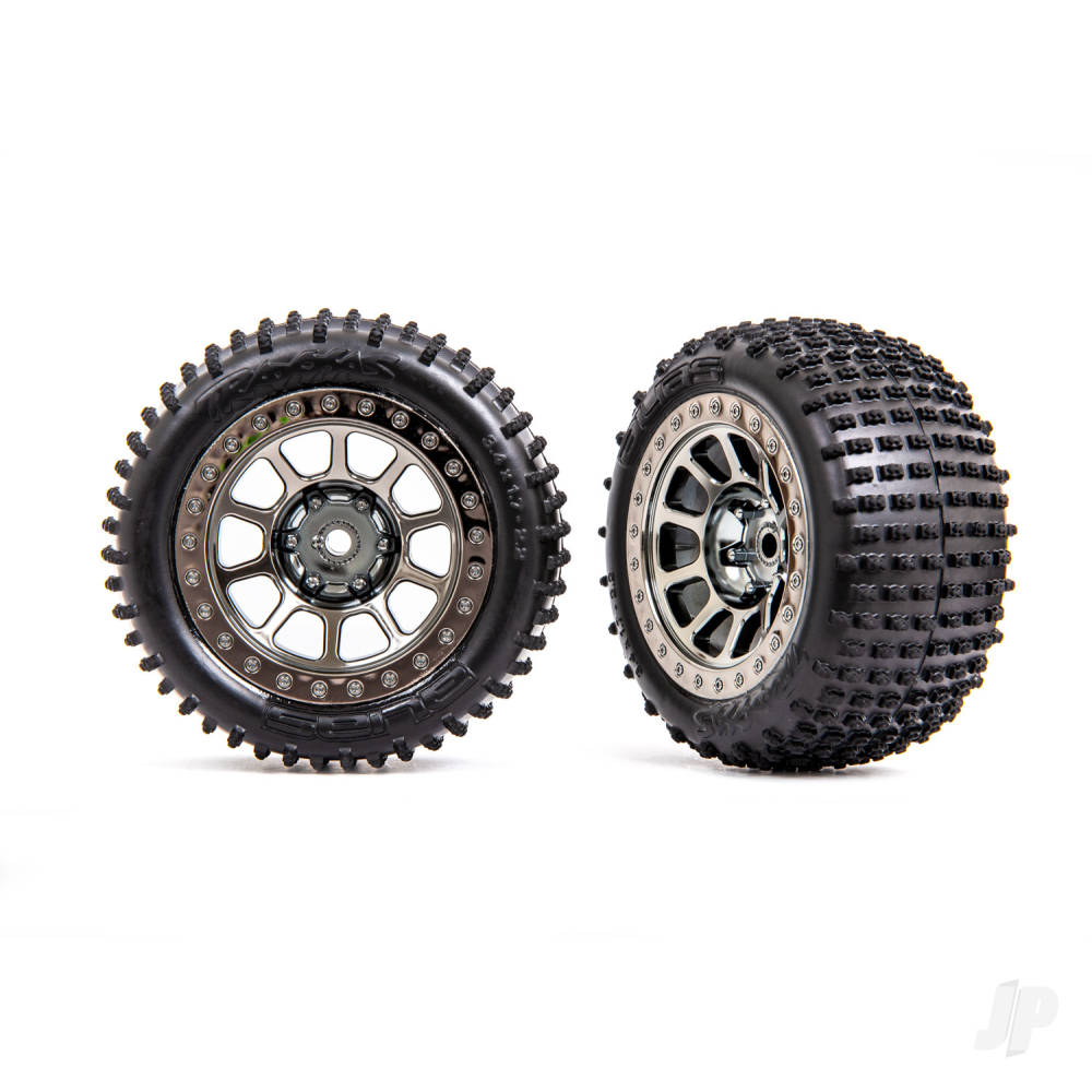 Tyres & wheels assembled (2.2in black chrome wheels Alias 2.2in Tyres) (2) (Bandit rear medium compound with foam inserts)