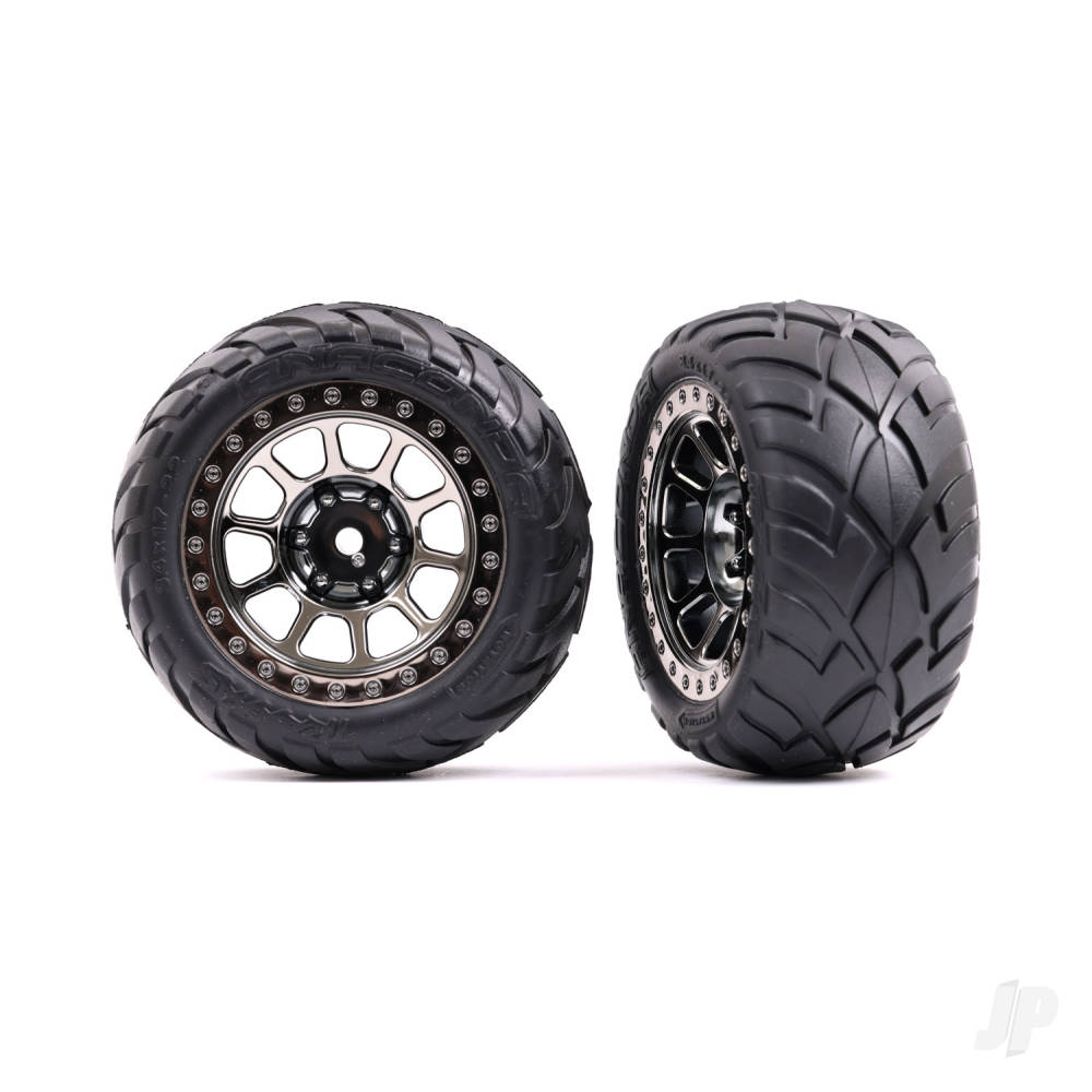 Tyres & wheels assembled (2.2in black chrome wheels Anaconda 2.2in Tyres with foam inserts) (2) (Bandit rear))