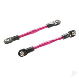 Turnbuckles aluminium (pink-anodised) toe links 59mm (2) (assembled w/ rod ends & hollow balls) (requires 5mm aluminium wrench #5477)