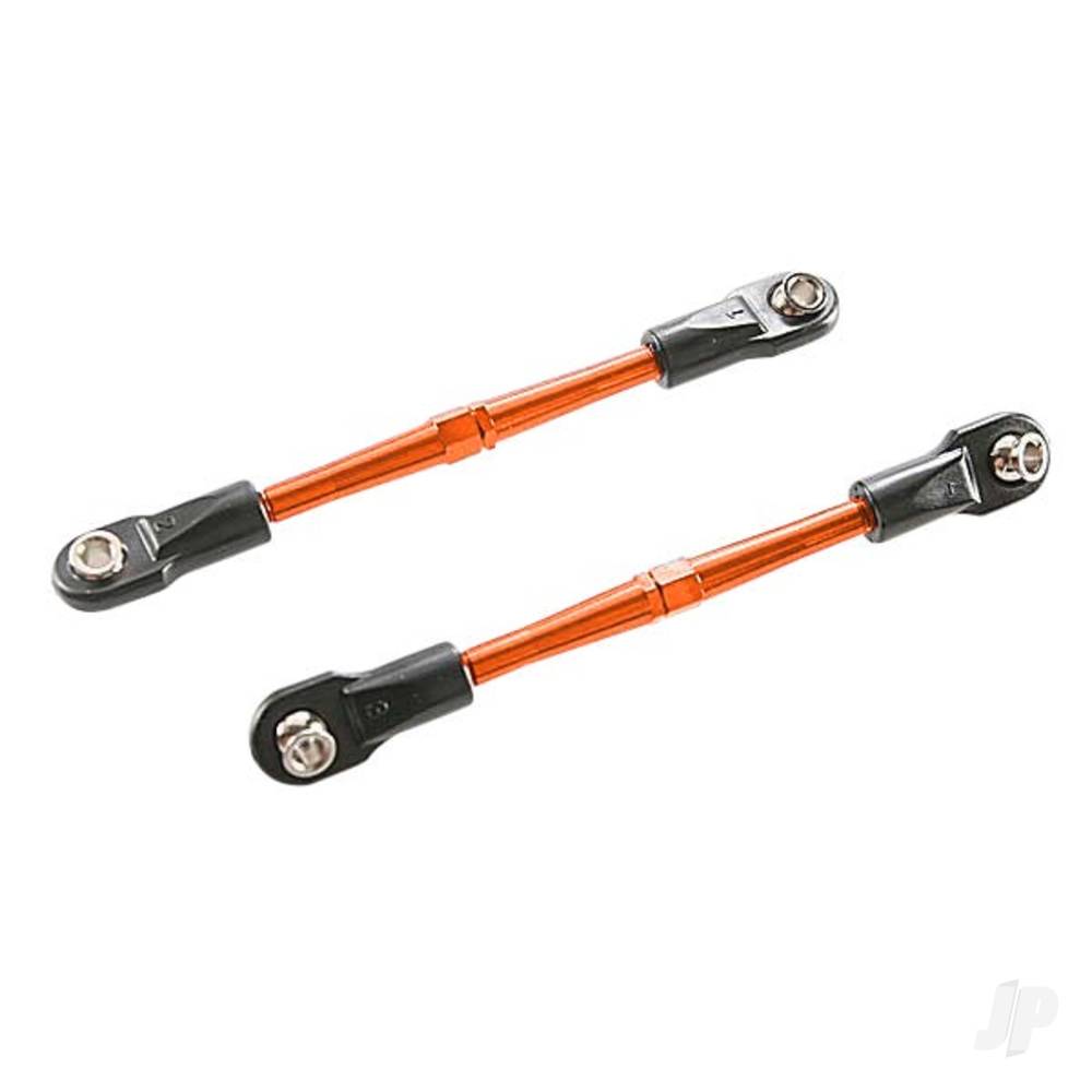 Turnbuckles aluminium (orange-anodised) toe links 59mm (2) (assembled w/ rod ends & hollow balls) (requires 5mm aluminium wrench #5477)