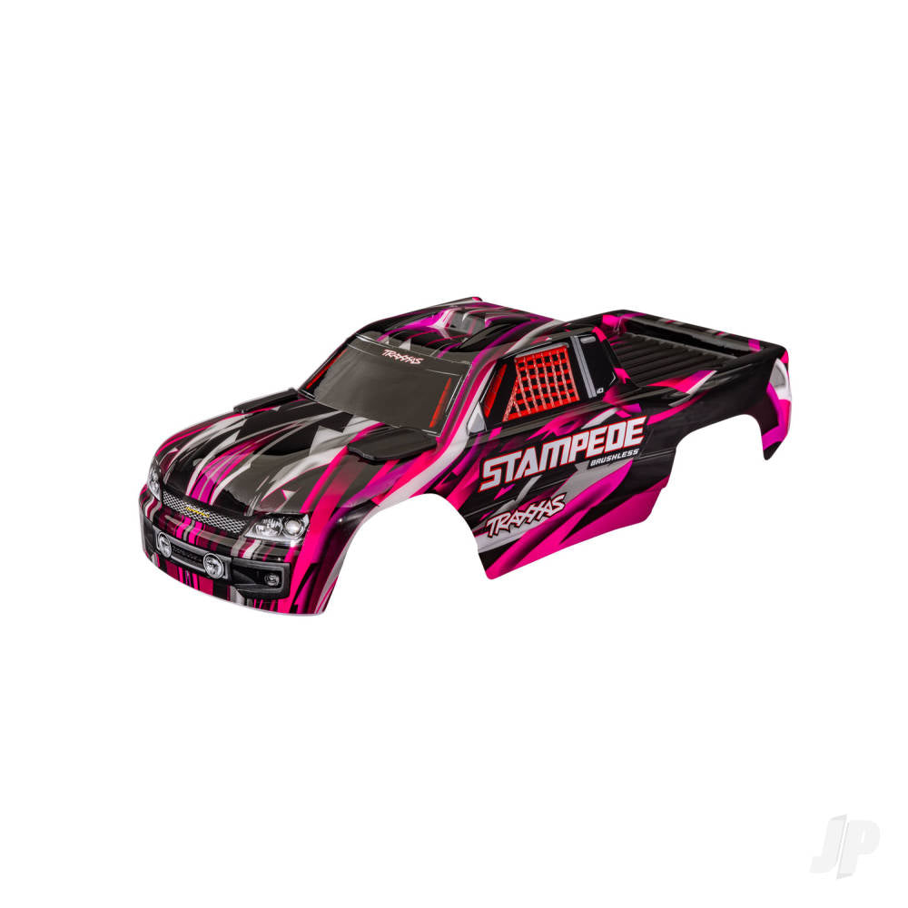 Body Stampede (also fits Stampede VXL) pink (painted decals applied) (assembled with front & rear body mounts for clipless mounting)