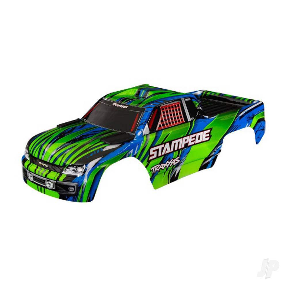 Traxxas Body Stampede (also fits Stampede VXL) Green (painted decals applied) (assembled with front & rear body mounts for clipless mounting) TRX3620A-GRN