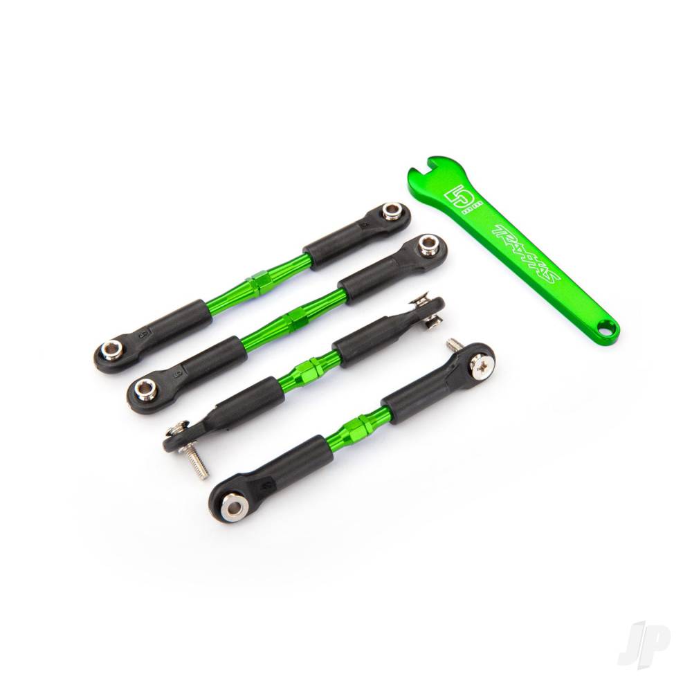 Turnbuckles aluminium (green-anodised) camber links front 39mm (2) rear 49mm (2) (assembled w/rod ends & hollow balls)/ wrench