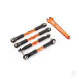 Turnbuckles aluminium (orange-anodised) camber links front 39mm (2) rear 49mm (2) (assembled w/rod ends & hollow balls)/ wrench