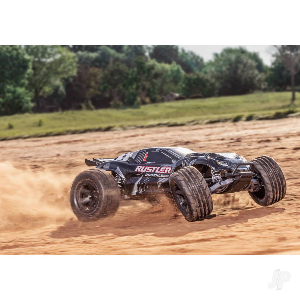 Traxxas Rustler 1:10 2WD RTR Stadium Truck - Black (+ TQi Sport 2-ch - TSM - VX3, Velineon V3200 - Clipless Body) (Copy)
