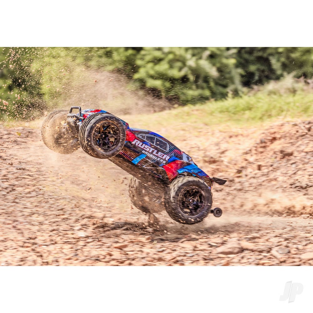 Traxxas Rustler 1:10 2WD RTR Stadium Truck - Red (+ TQi Sport 2-ch - TSM - VX3, Velineon V3200 - Clipless Body)