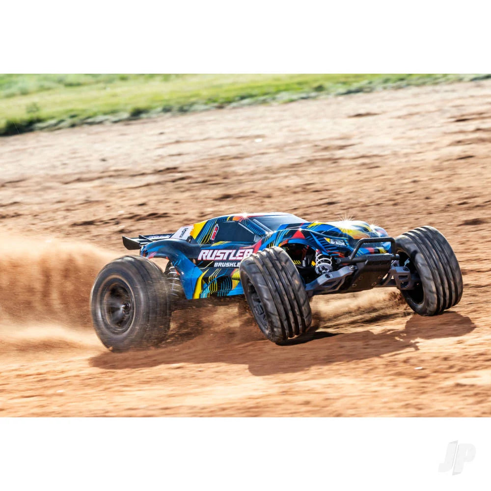 Traxxas Rustler 1:10 2WD RTR Stadium Truck - Yellow (+ TQi Sport 2-ch - TSM - VX3, Velineon V3200 - Clipless Body)