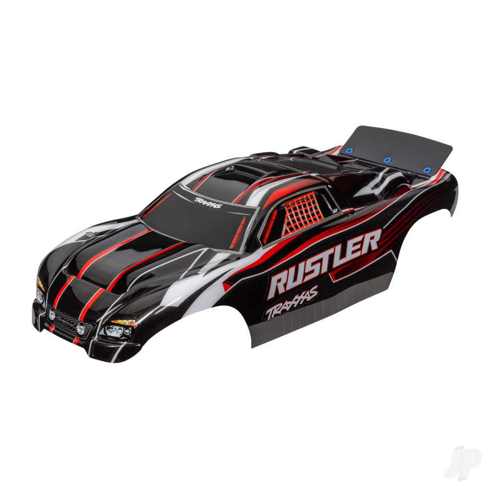 Body Rustler (also fits Rustler VXL) red & black (painted decals applied assembled with wing)