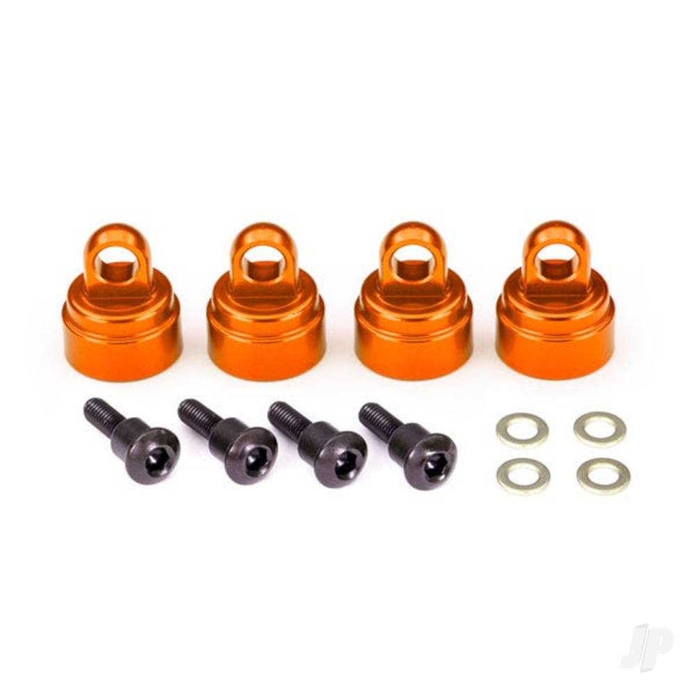Shock caps aluminium (orange-anodised) (4) (fits all Ultra Shocks)