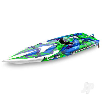 TRAXXAS Spartan VXL 1:10 36in Electric Brushless Race Boat - Green (+ TQi 2-ch TSM VXL-6s marine/ Velineon 540XL)