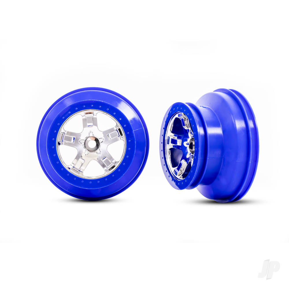 Wheels SCT chrome blue beadlock style dual profile (2.2in outer 3.0in inner) (2) (4WD front/rear 2WD rear only)