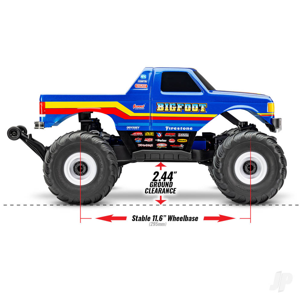 Bigfoot HD BL-2S 1:10 4WD RTR Monster Truck Blue (+ TQ 2-ch BL-2S 3300kV Classic Replica No. 8 Clipless Body)