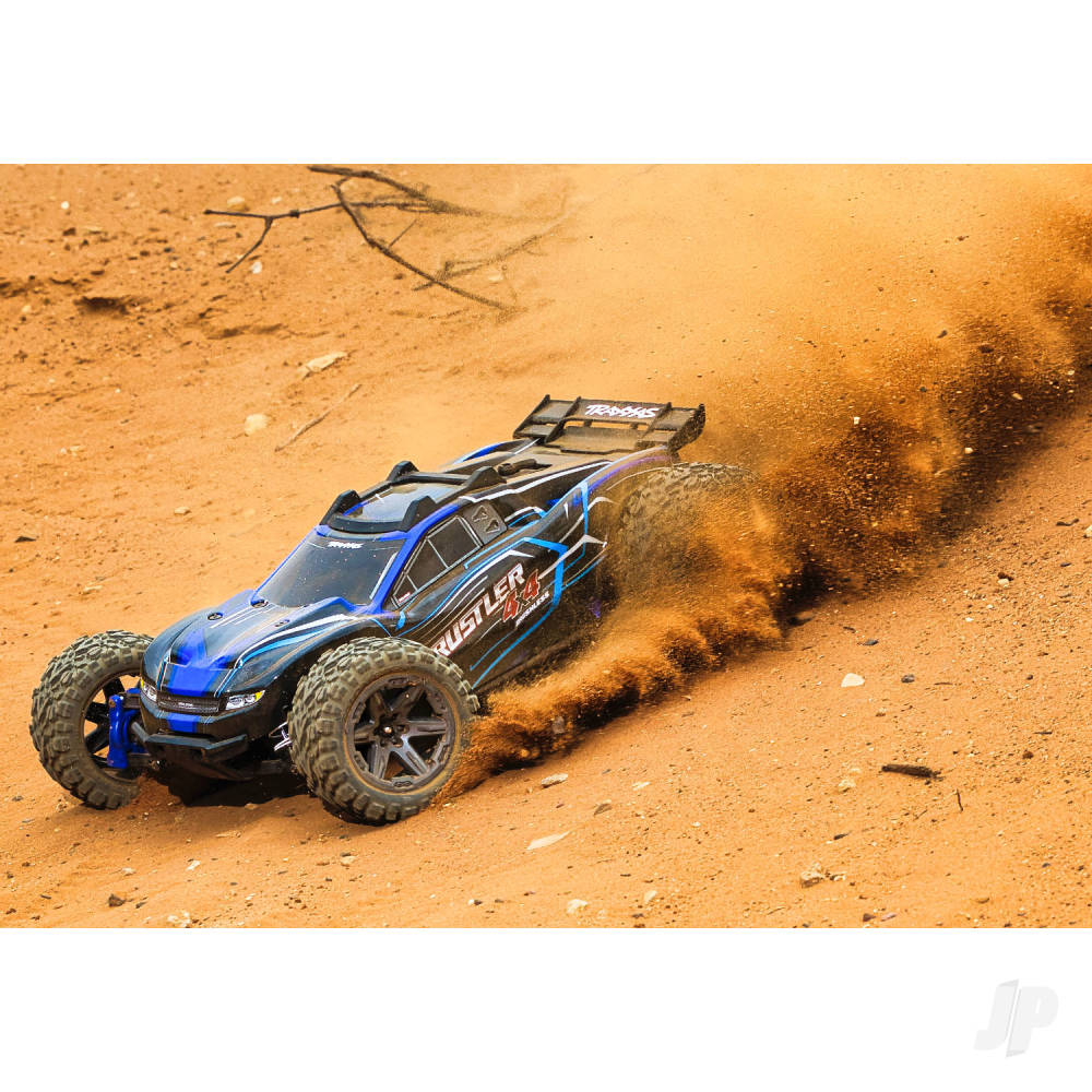 Traxxas 1/10 Rustler 4X4 BL-2S - 4WD RTR Brushless Electric Stadium Truck - Blue (+ TQ 2-ch/BL-2s/3300kV)