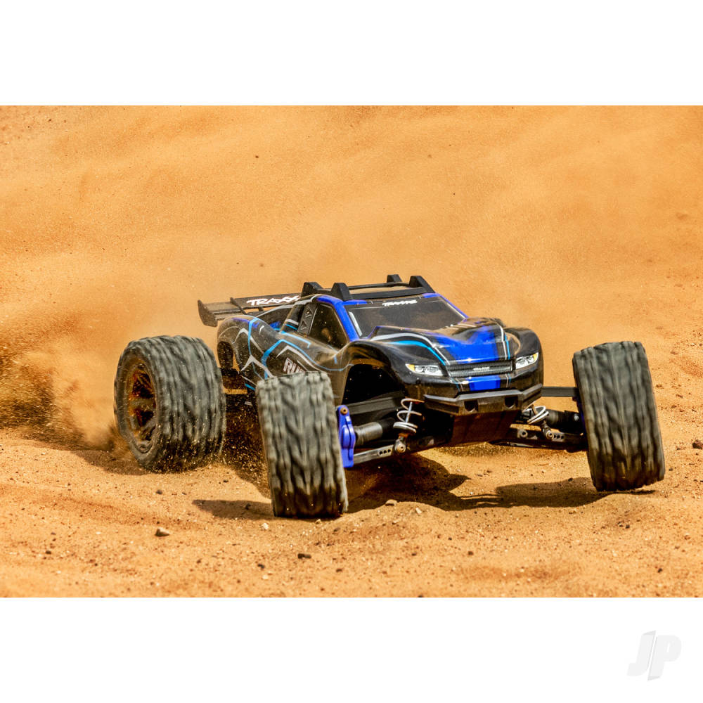 Traxxas 1/10 Rustler 4X4 BL-2S - 4WD RTR Brushless Electric Stadium Truck - Blue (+ TQ 2-ch/BL-2s/3300kV)