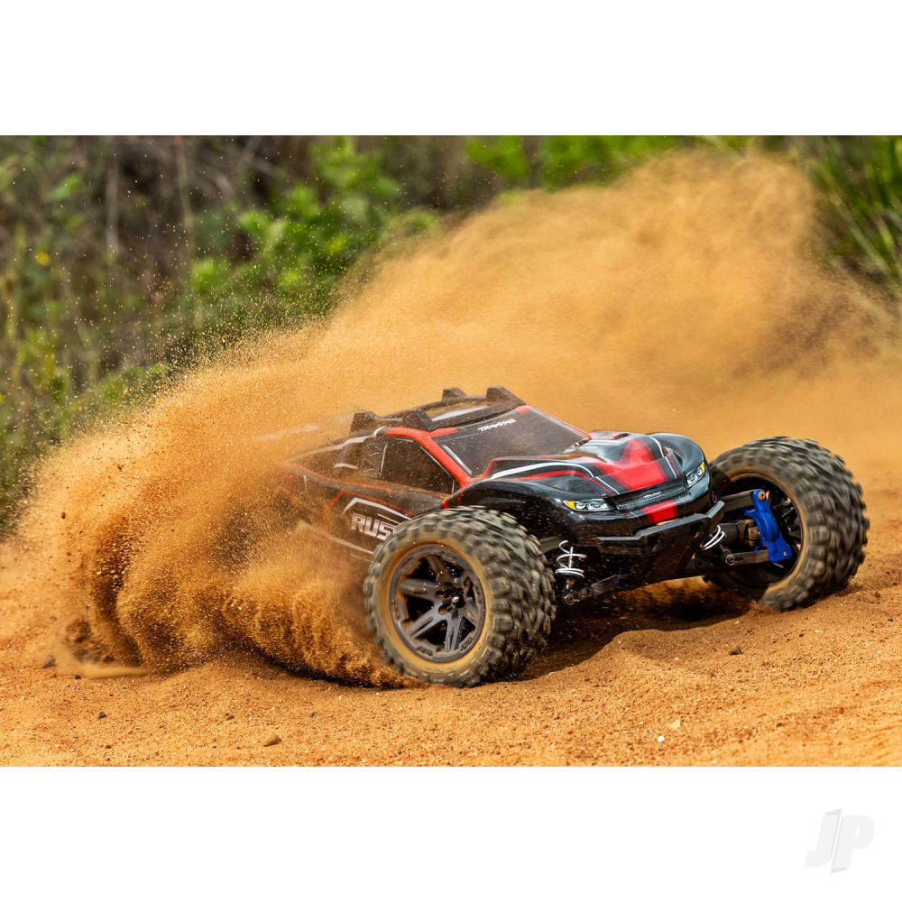 Traxxas 1/10 Rustler 4X4 BL-2S - 4WD RTR Brushless Electric Stadium Truck - Red (+ TQ 2-ch/BL-2s/3300kV)