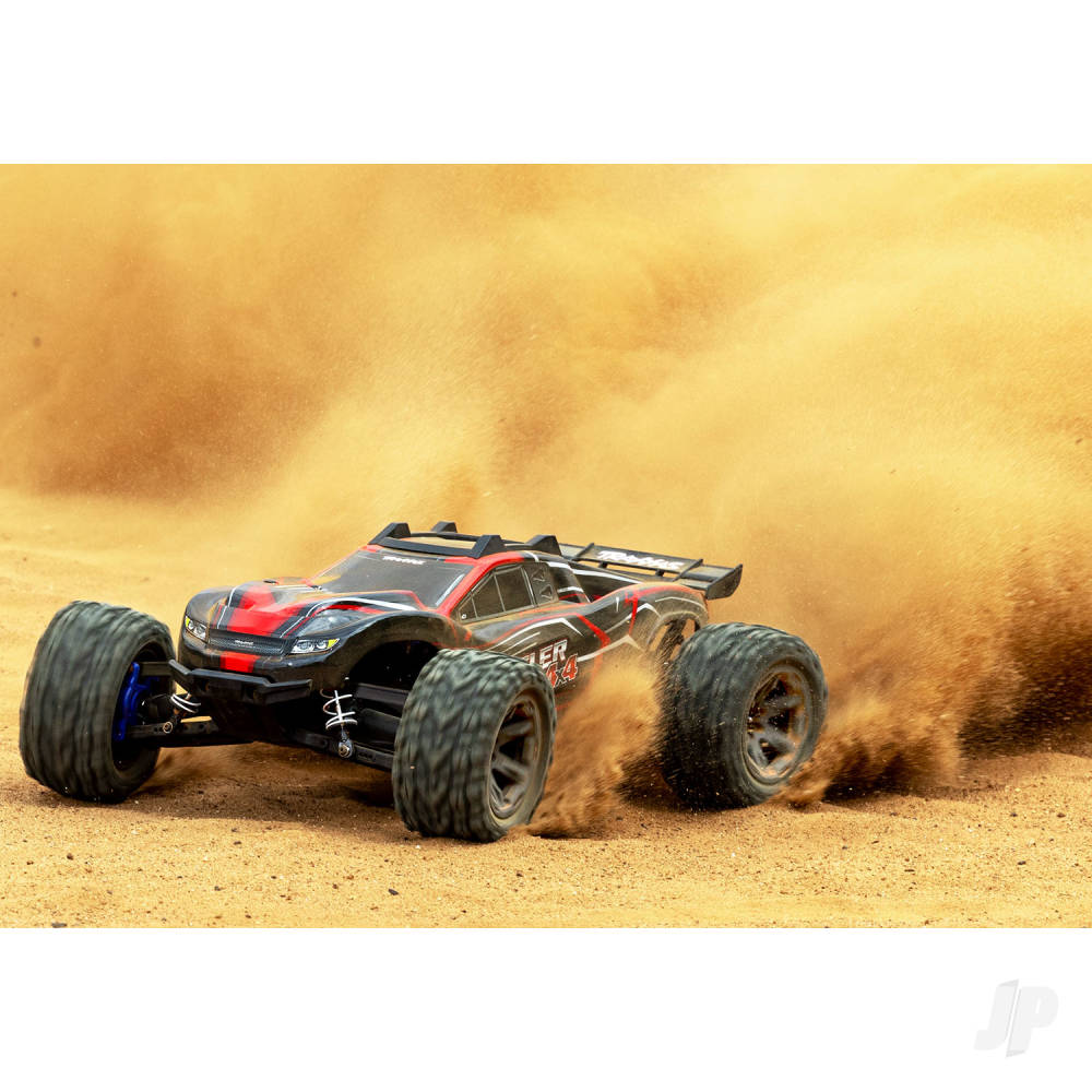 Traxxas 1/10 Rustler 4X4 BL-2S - 4WD RTR Brushless Electric Stadium Truck - Red (+ TQ 2-ch/BL-2s/3300kV)