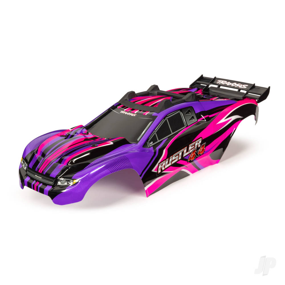 Body Rustler 4X4 pink & purple/ window grille lights decal sheet (assembled with front & rear body mounts and rear body support for clipless mounting)