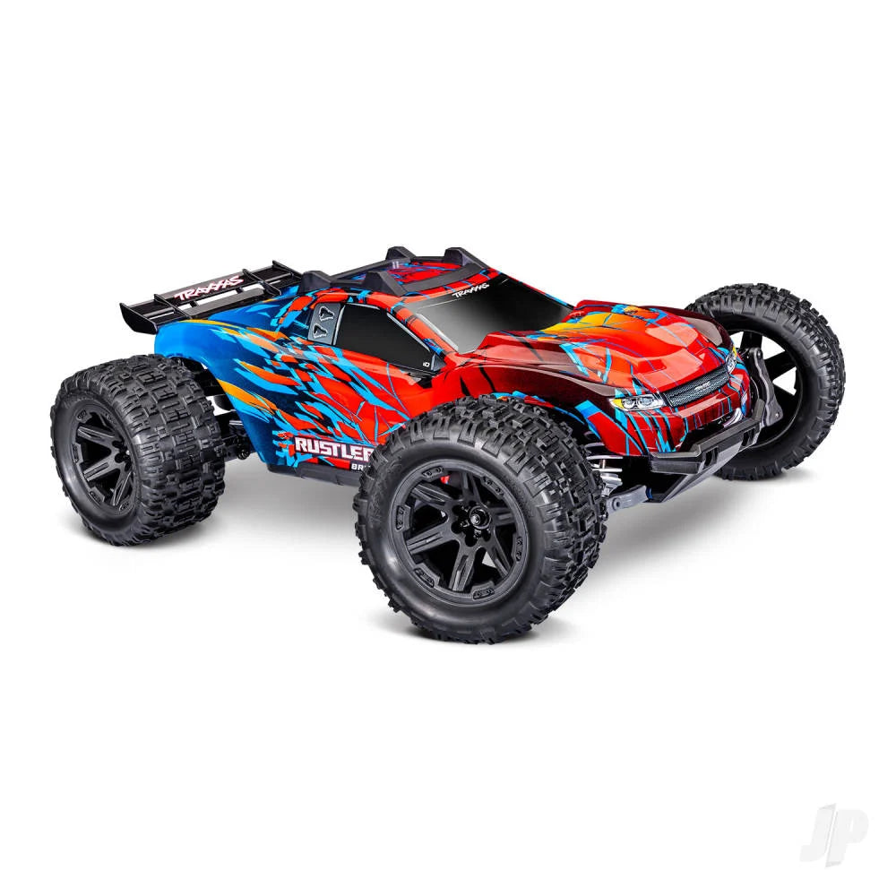 Traxxas Rustler 1:10 4WD RTR Stadium Truck, -Red (+ TQi Sport 2-ch - TSM - VX3 - Velineon V3200 - Clipless Body)