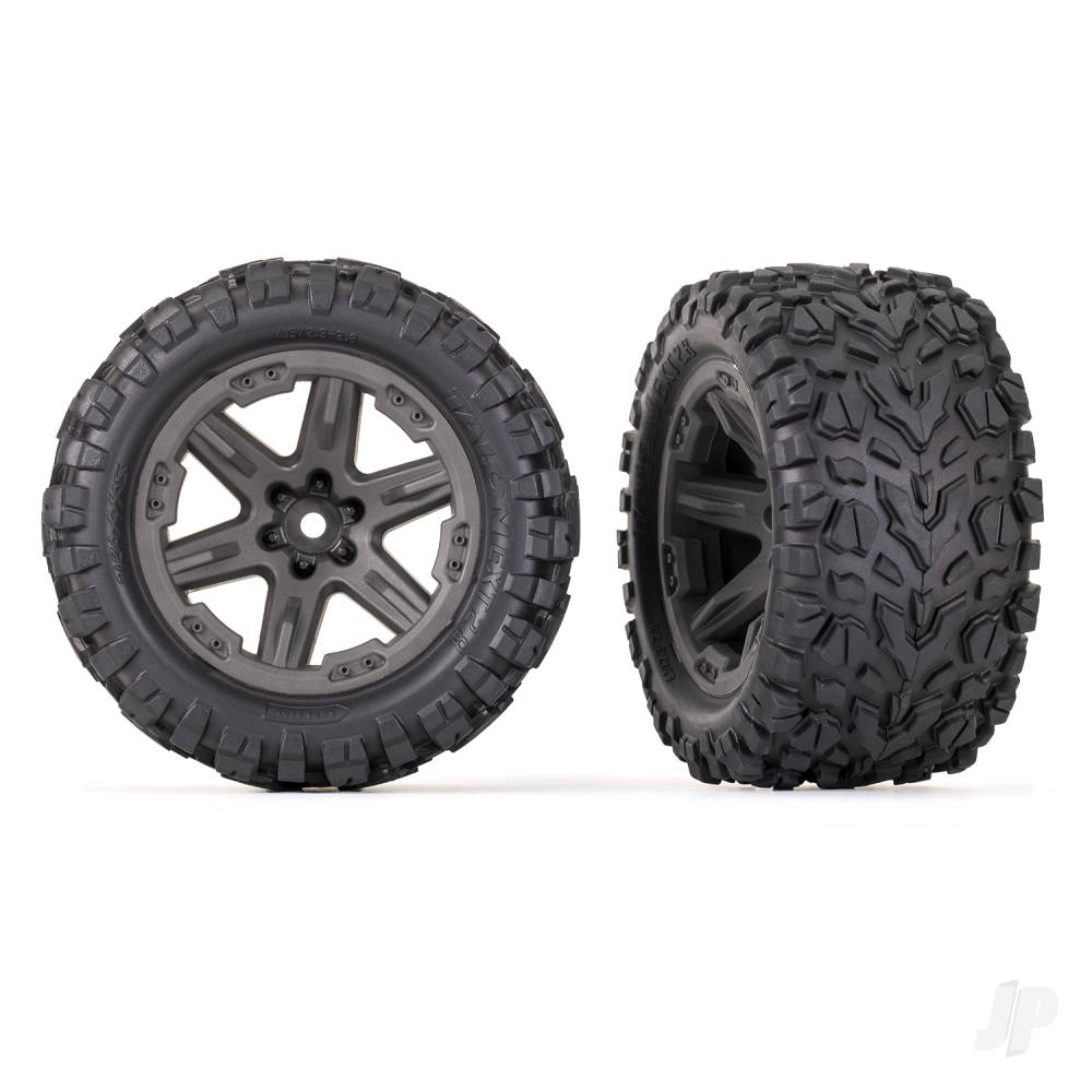 Tyres & wheels assembled glued (2.8in) (RXT gray wheels Talon EXT Tyres foam inserts) (4WD electric front/rear 2WD electric front only) (2) (TSM rated)