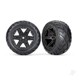 Tyres & wheels assembled glued (2.8in) (RXT black wheels Anaconda tyres foam inserts) (2WD electric rear) (2) (TSM rated)