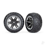 Tyres & wheels assembled glued (2.8in) (RXT black & chrome wheels Anaconda tyres foam inserts) (2WD electric rear) (2) (TSM rated)