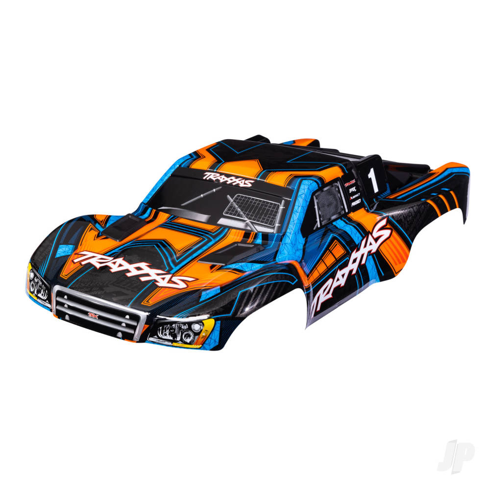 Body Slash 4X4 (also fits Slash VXL & Slash 2WD) Orange and Blue (painted decals applied) (assembled with front & rear latches for clipless mounting)