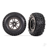 Tyres & wheels assembled glued (SCT Split-Spoke gray beadlock style wheels SCT off-road racing Tyres foam inserts) (2) (4WD f/r 2WD rear) (TSM rated)