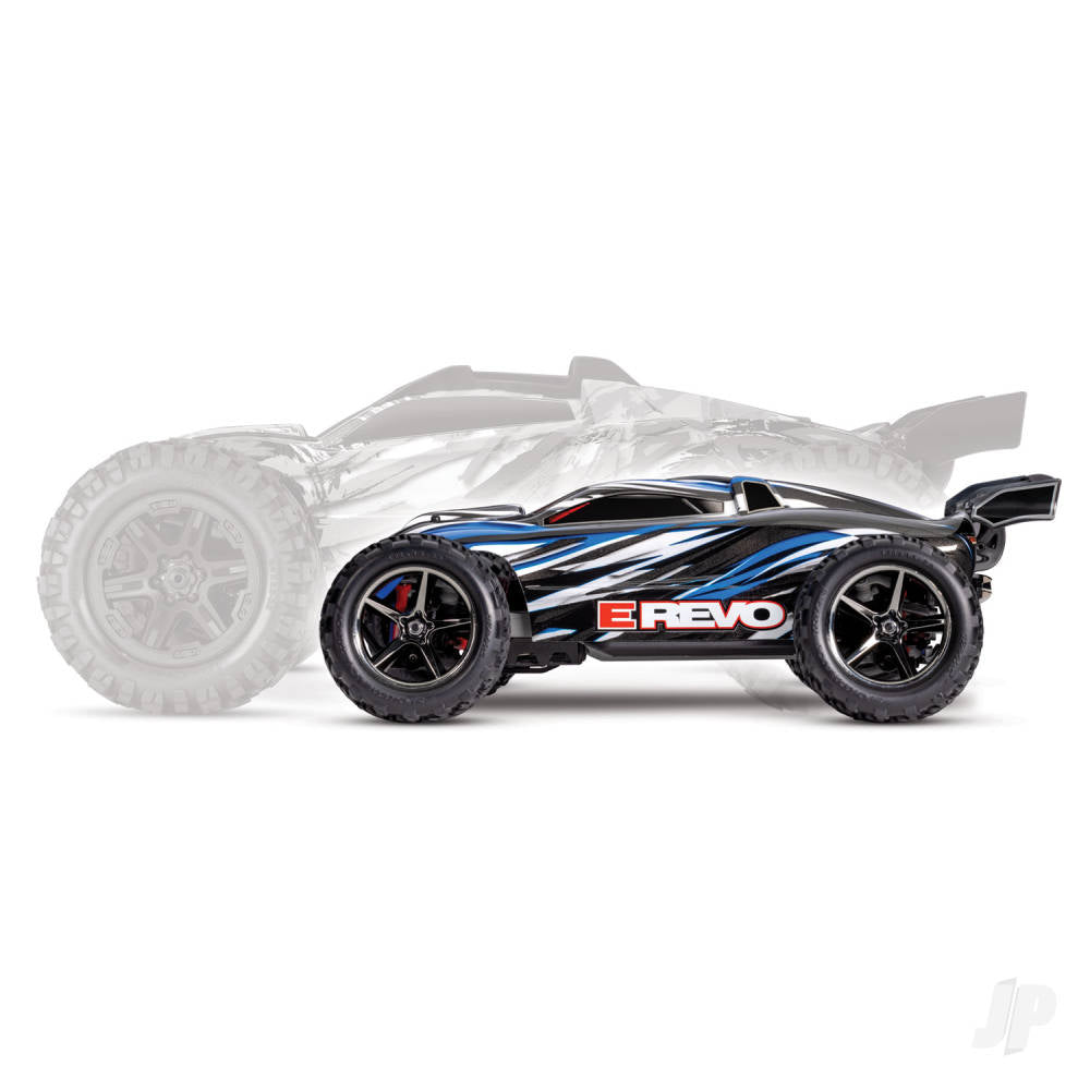 Traxxas E-Revo 1:16 4X4 Monster Truck - Blue (+ TQ 2-ch/XL-2.5/Titan 550/6-Cell NiMH/USB-C charger)