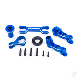 Steering bellcranks (left & right)/ drag link (6061-T6 aluminium blue-anodised) (fits X-Maxx)