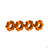 Wheel hubs hex aluminium (orange-anodised) (4)