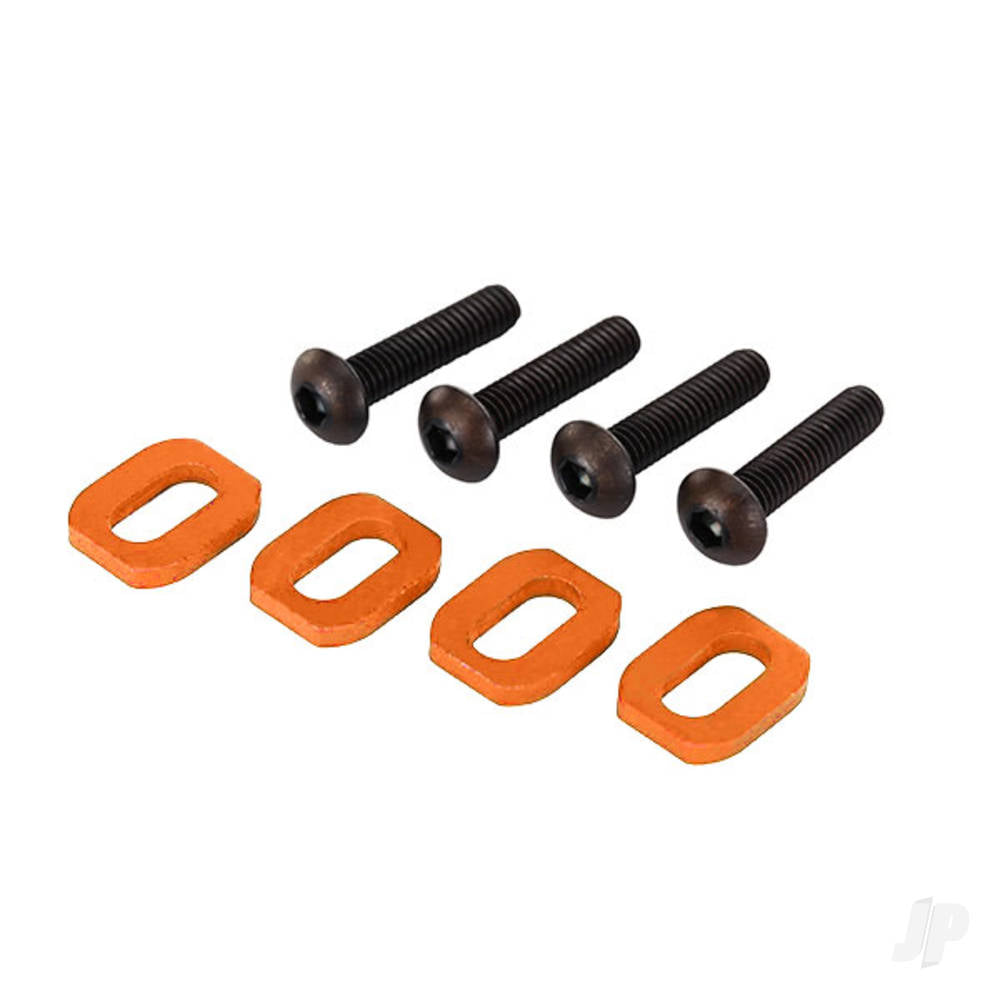Washers motor mount aluminium (orange-anodised) (4)/ 4x18mm BCS (4)