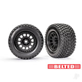Tyres & wheels assembled glued (XRT Race black wheels Gravix belted tyres dual profile (4.3in outer 5.7in inner) foam inserts) (left & right)