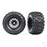Tyres & wheels assembled glued (XRT Race black wheels Sledgehammer Tyres foam inserts) (left & right)